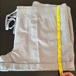 NWT- Loft Light Blue Heathered Drawstring shorts, Size 16